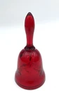 Vintage Fenton Glass Ruby Red Diamond Optic Bell, 4.5", Clear Clapper, #1765