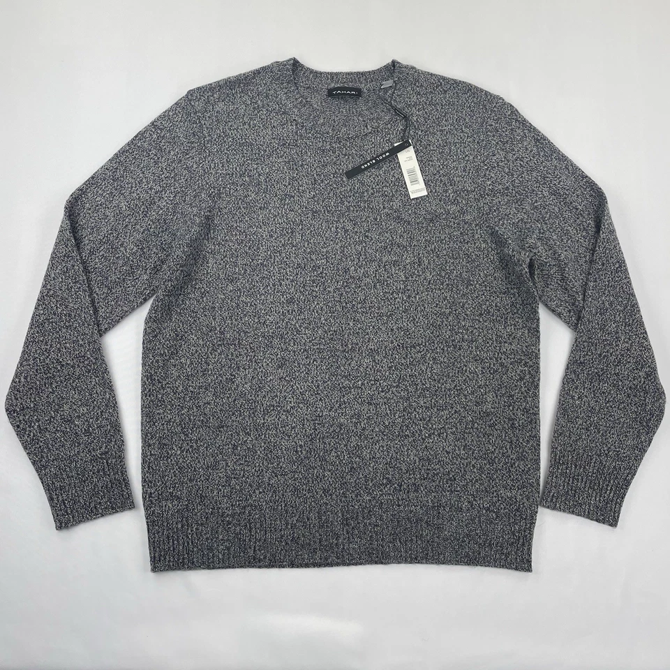 Suéter Tahari Mezcla de Lana Para Hombres L Azul Marino Tostado Mármol Tejido Manga Larga Cuello Redondo Nuevo con Etiquetas Foto 2 de 4