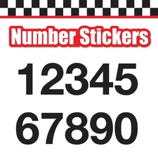 3x 3 Digit Single Number Race Car Stickers Individual Decal Solid Helvetica Neue