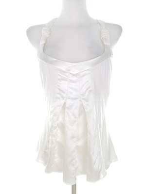 VERO MODA Damen Bluse Gr. S Perlmutt Ärmellos Streifen Einfarbig Haltertop