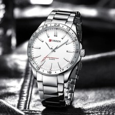 CURREN Men Quartz Watch Silver Steel Male Wristwatch Shockproof Business Watches