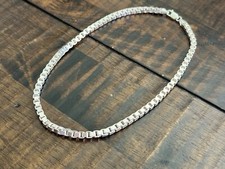 ITALY STERLING SILVER 16.5" X 4.5MM BOX CHAIN NECKLACE. HEAVY 49GR Y925