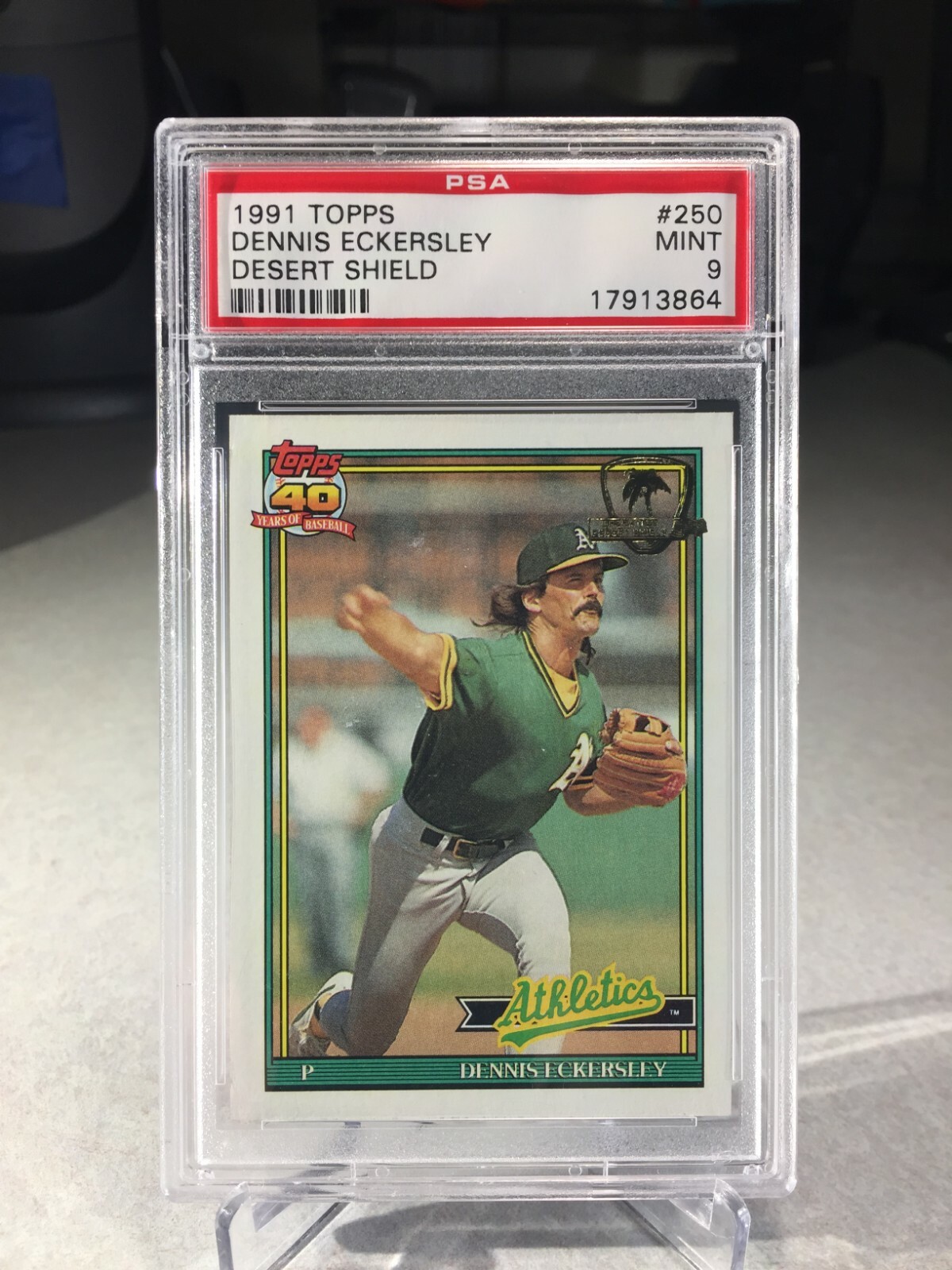 1991 Topps Desert Shield Dennis Eckersley #250 - PSA 9 - Oakland A's