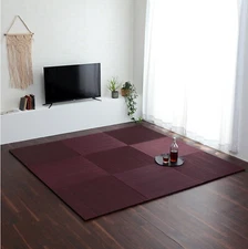 IKEHIKO Japanese rush grass Tatami Mat 70×70cm Rug Carpet Floor Red Japan 0414