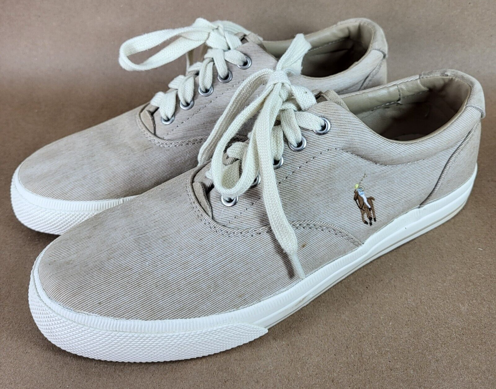 PONY Polo Ralph Lauren Taglia 10 D Vaughn Beige Sneakers Casual Uomo 01087