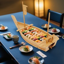 31.5 in Large Size Boat-shaped Sushi Serving Tray Bamboo Sushi Boat Serving Tray