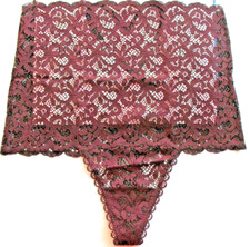 VICTORIA'S SECRET DREAM ANGELS High Waist Thong Panty VS Brown Lace S