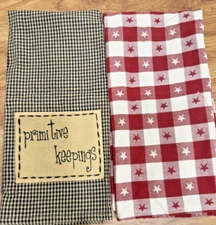 Home Collections by Raghu Primitive and Dunroven House Set of 2 Dish Towels NEW
