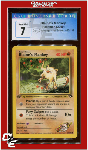 Blaine's Mankey (1st Edition) graded CGC 7 for sale on eBay