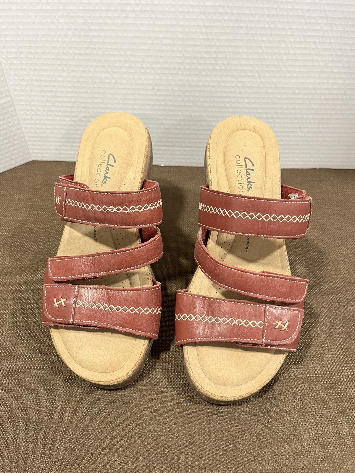 Clarks Roseville Bay Sandalo Comfort Donna 10 Pelle Rosso Facile da Viaggio Spiaggia