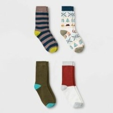 Cat  Jack Boys' Camp Crew Socks Size S 5.5-8.5 Multicolor 4pk