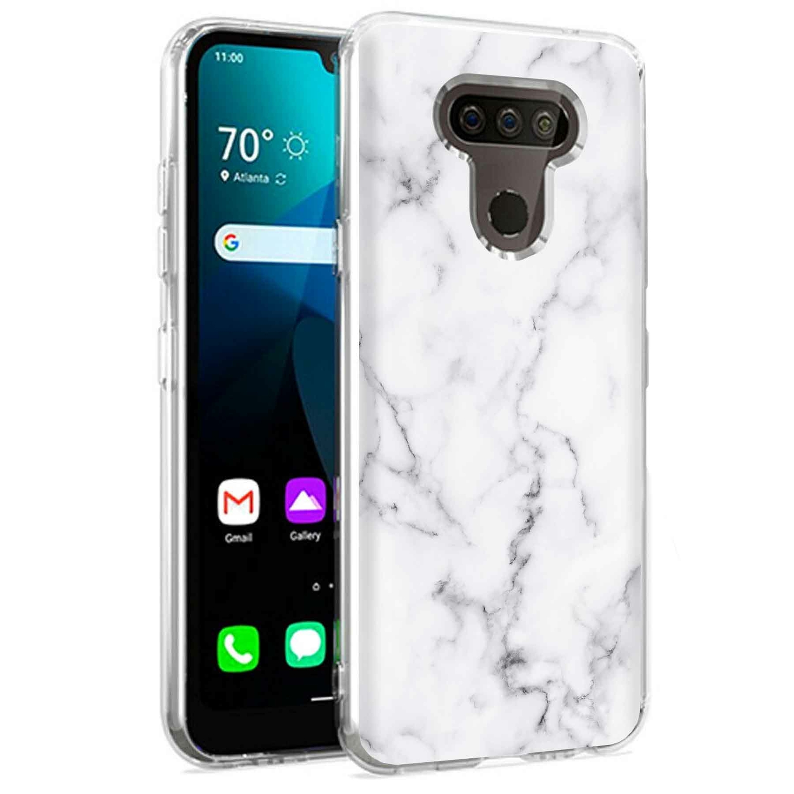 Phone Case for LG Harmony 4,Premier Pro Plus,K41, Blk White Marble 2 Print