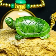 Natural Green Jade Turtle Crystal Carving Healing Gemstone Sculpture 8cm Gift