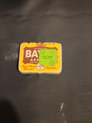 Vintage Bayer Aspirin Metal Tin Advertising Medicine - Big Tablets