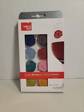 New Dutch Vacuvin Glass Markers 8 Silicone Wine Savers Suction Cups