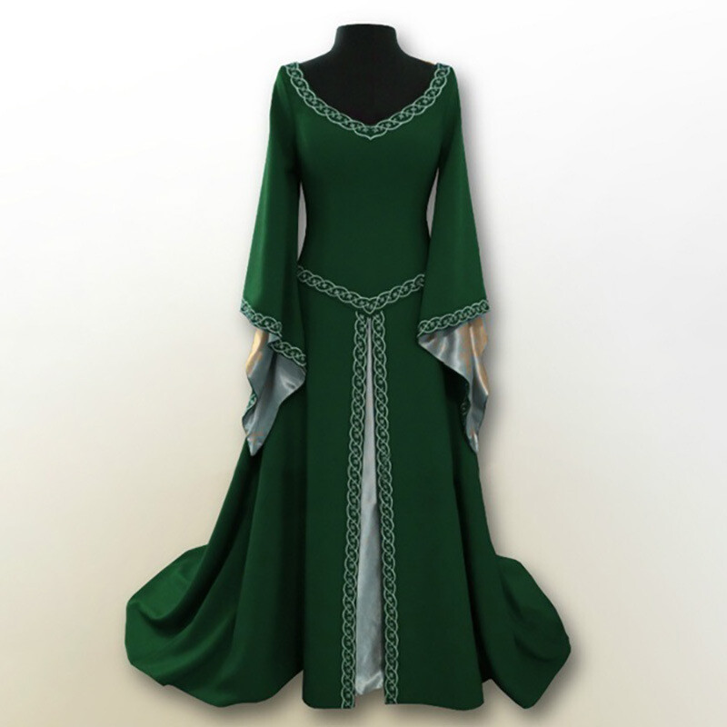 Womens Irish Long Dress Cosplay Retro Gown Medieval Dress Renaissance  Costumes