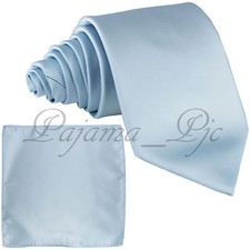 New Microfiber Satin Solid Neck tie and Pocket Square Hankie Set wedding Prom