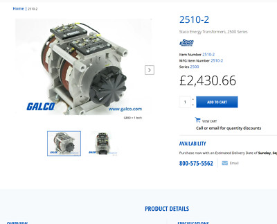 Staco 2510-2 variabler Transformator 240 V, einphasig, 25Ao, 0-240Vo, 6kVA