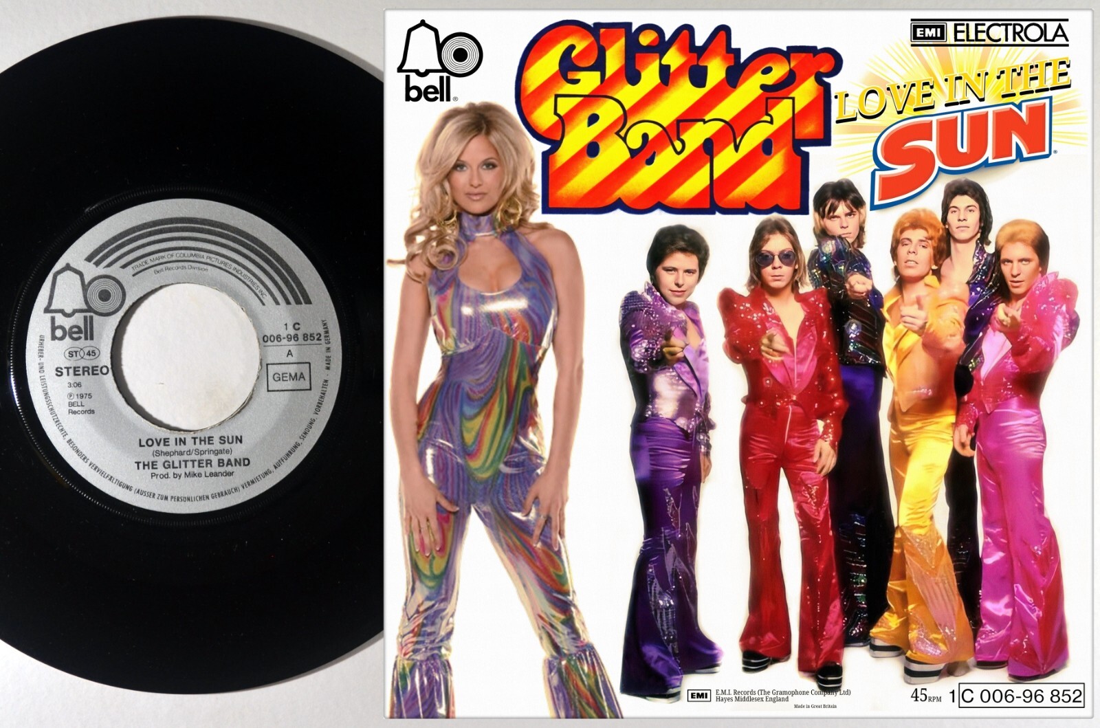 7" GLITTER BAND Love In The Sun GARY GlamRock EMIELECTROLA/BELL 1975