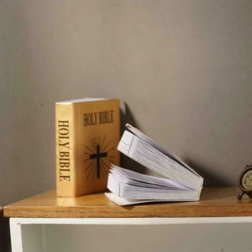 Casa de muñecas en miniatura SANTA BIBLIA libro escala 1/6 legible Religioso Cristiano Jesús - Imagen 2 de 13