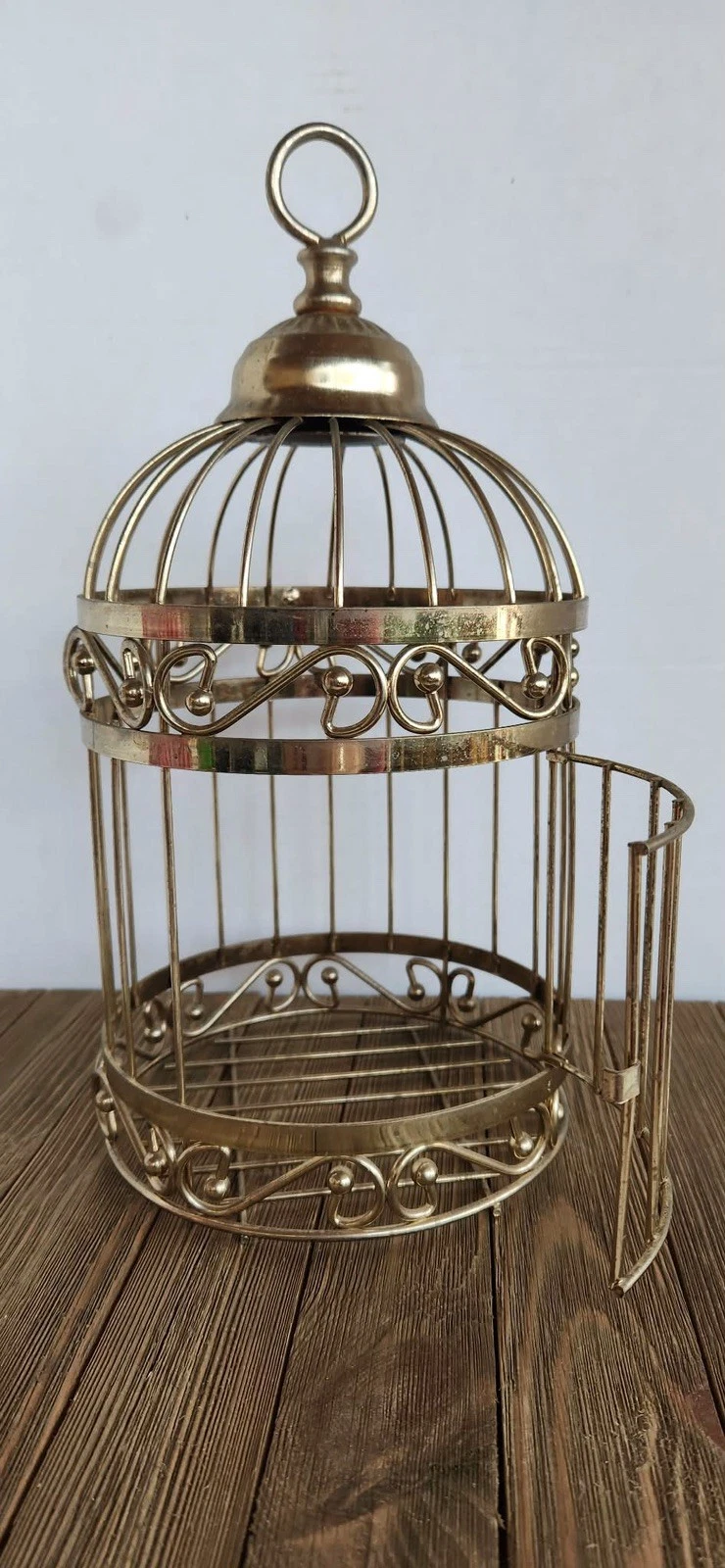 VTG Gold tone Home Interiors Metal Bird Cage 13” Granny Cottage core