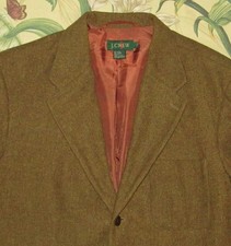 Vtg 90s J CREW Wool Mohair Green Tweed Blazer Jacket Large