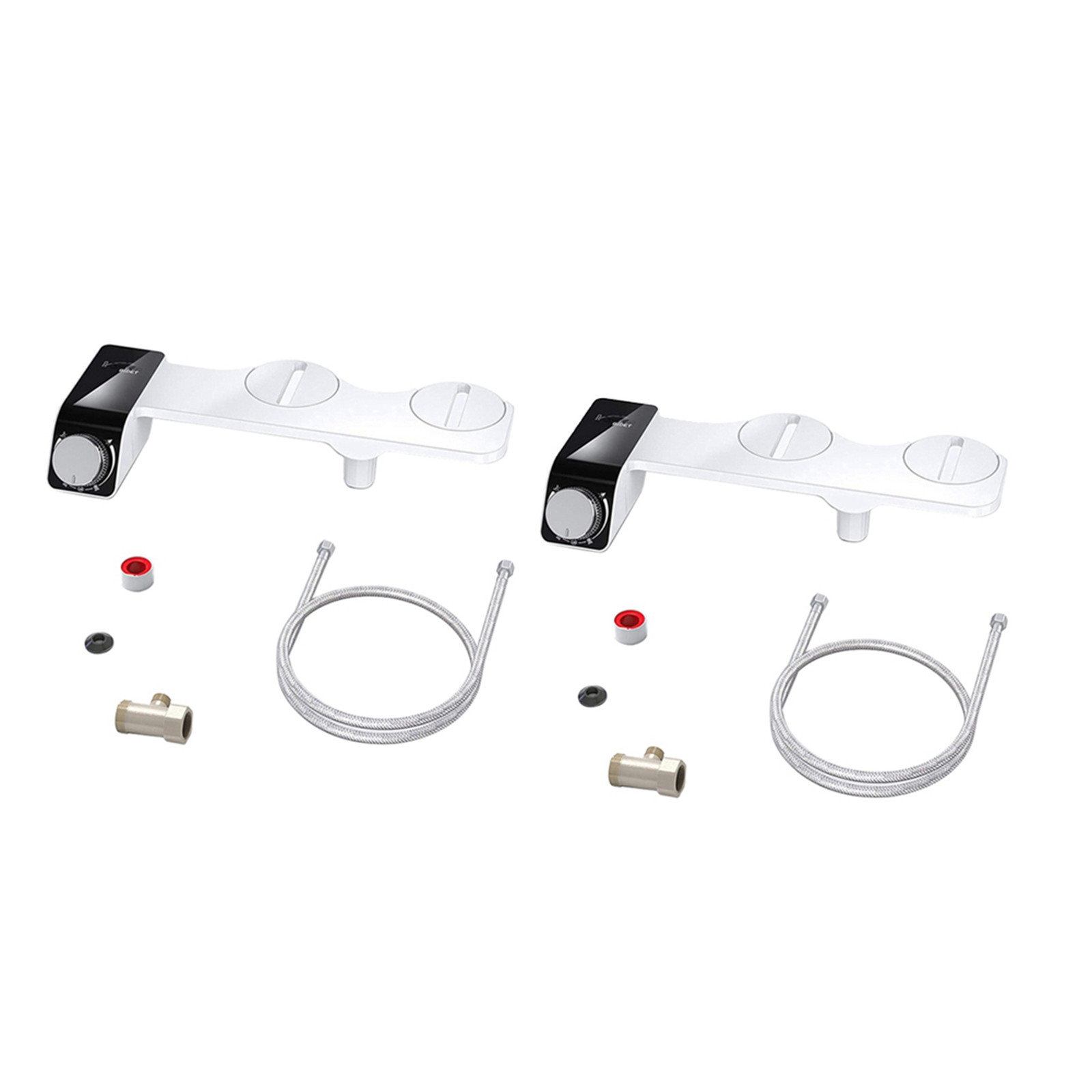 2X Attacco Bidet Toilette Ultrasottile Doppio Ugello Spirale Regolabile Pre9162