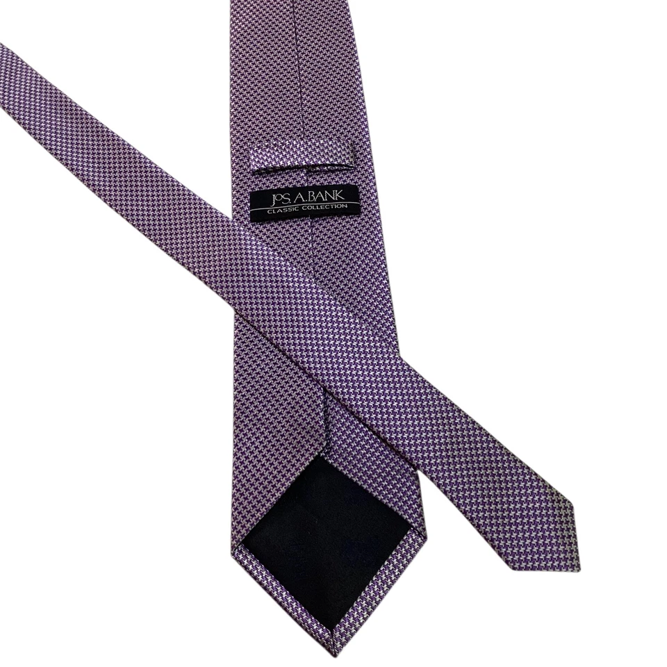 JOS. A. Corbata de seda BANK Classic Collection para hombre PATA DE GALLO púrpura/gris usada en excelente estado Foto 3 de 3