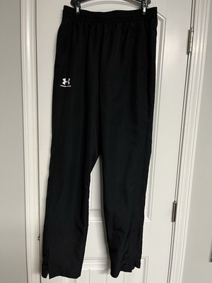 Under Armour Woven Pants Men M Black Loose Straight Leg Ankle Zip Lightweight