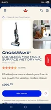 Bissell 2554 CrossWave Cordless Max Multi-Surface Wet/Dry Vacuum Cleaner Used