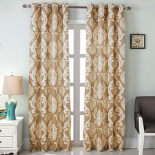 Damask Curtains for Living Room, Gothic Jacquard Curtain Drapes with Floral P...