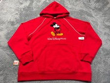 NEW Walt Disney World Hoodie Adult XL Red Mickey Mouse Standing Embroidered