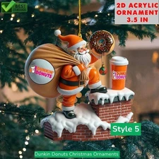 2025 Dunkin Donuts Christmas Acrylic Ornament Christmas 3.5 in 2D Flat For Fans