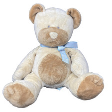 Russ Baby Taffey Tan Teddy Bear Plush Rattle Brown Circle Tummy Stuffed Animal