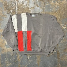 Vintage 80s Adidas Grey Embroidered Crewneck Sweatshirt Stripped Men Size XL