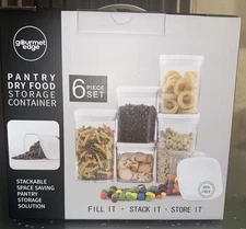 6pc, Gourmet Edge BPA free Dry Food Pantry Organizer Container Set NEW!