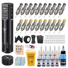 TATELF Maschine Set Drahtlos Pen mit LCD Display Battery 10 Tinte 20 St&uuml;ck Nadel