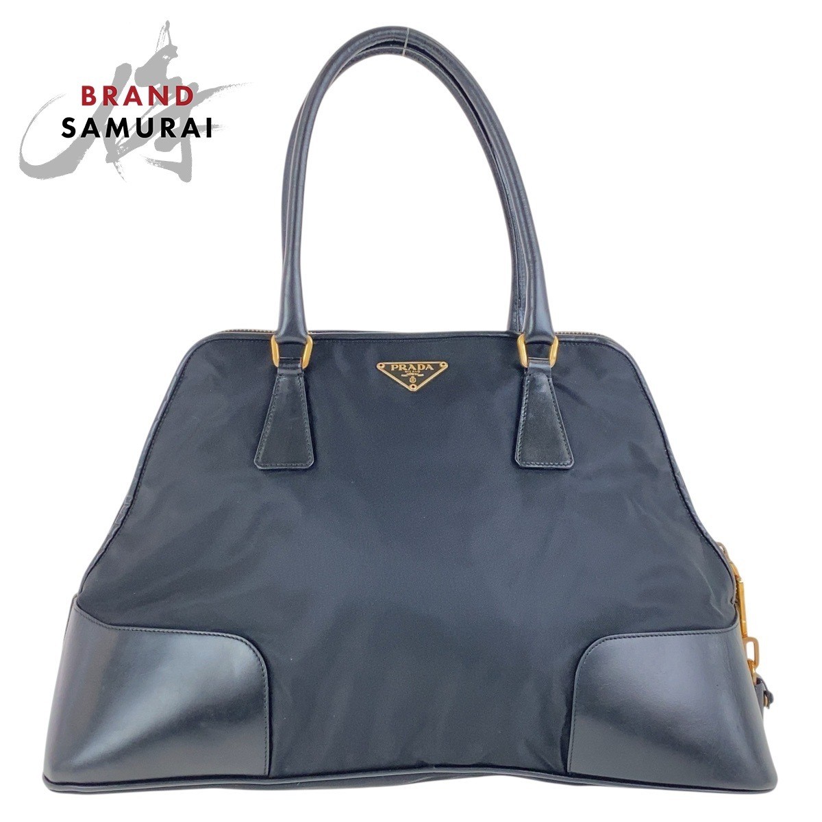 Prada Tessute Black Nylon Leather Shoulder Bag Tote 502814