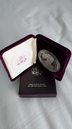 1987-S Proof American Silver Eagle Dollar $1 Box & COA US Mint Bullion OGP