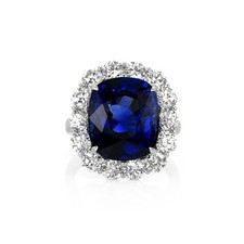 Ceylon (Sri Lanka) Cushion Blue Sapphire Platinum 950 Ring 12.04CT