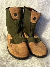 RARE ONE OF A KIND TIMBERLAND VTG SUEDE GRN/BWN SOFT SLIP-ON BOOTS MADE IN USA