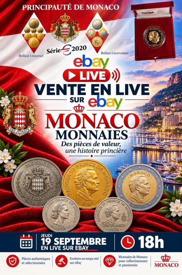 Monnaies, jetons et medailles Monaco francs euros essais