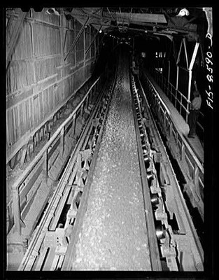 Montana. Anaconda Copper Mining Company. Conveyor belt above, Anaconda smelter