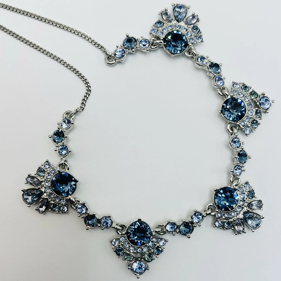 NWT Givenchy Collar Statement Necklace Dark & Light Blue Crystals 16" - 19" Adj - Image 4 of 4