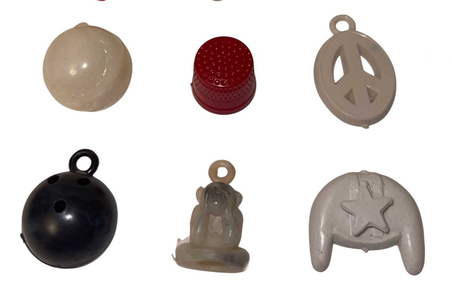 Vintage 1970's Gumball Machine Charm/Prize Lot of 45 PEACE SYMBOL/RING/ETC. #17