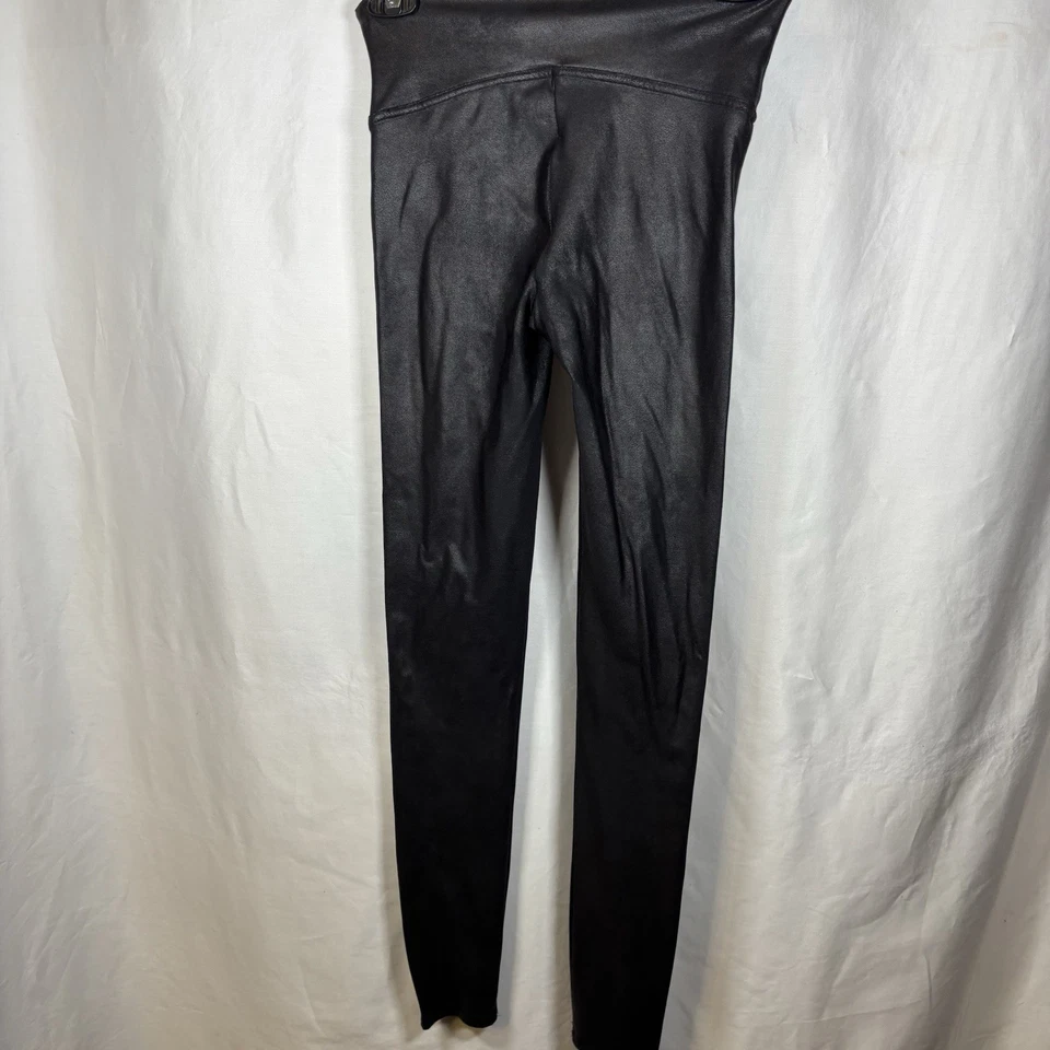 Leggings Spanx Mujer Negros Imitación Cuero Blanco Rayas Laterales Talla Pequeña Foto 3 de 4