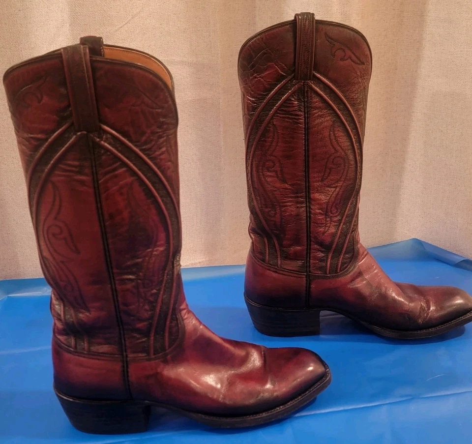 Botas de Vaquero Lucchese De Colección Negro Cereza 1350 Para Hombre 7 1/2 D 1LN18 San Antonio Foto 2 de 4