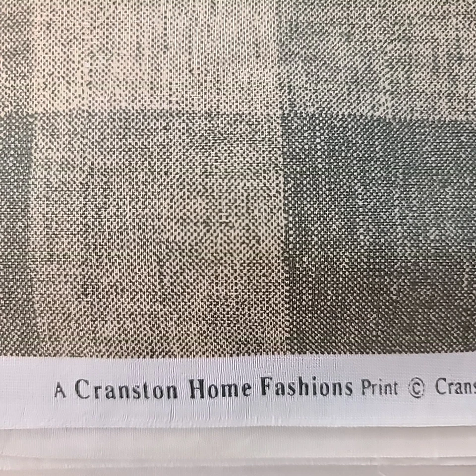 Green Cream Check Cotton Fabric 2 Inch Checker Vintage Cranston USA 2pcs 4.33yds - Image 3 of 4