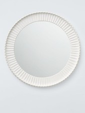 John Lewis Coastal Carved Round Frame Indoor Wall Mirror - 70cm - White (Scuffs)