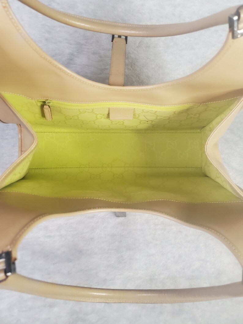 Authentic Gucci Structured Jackie Beige Leather S… - image 3